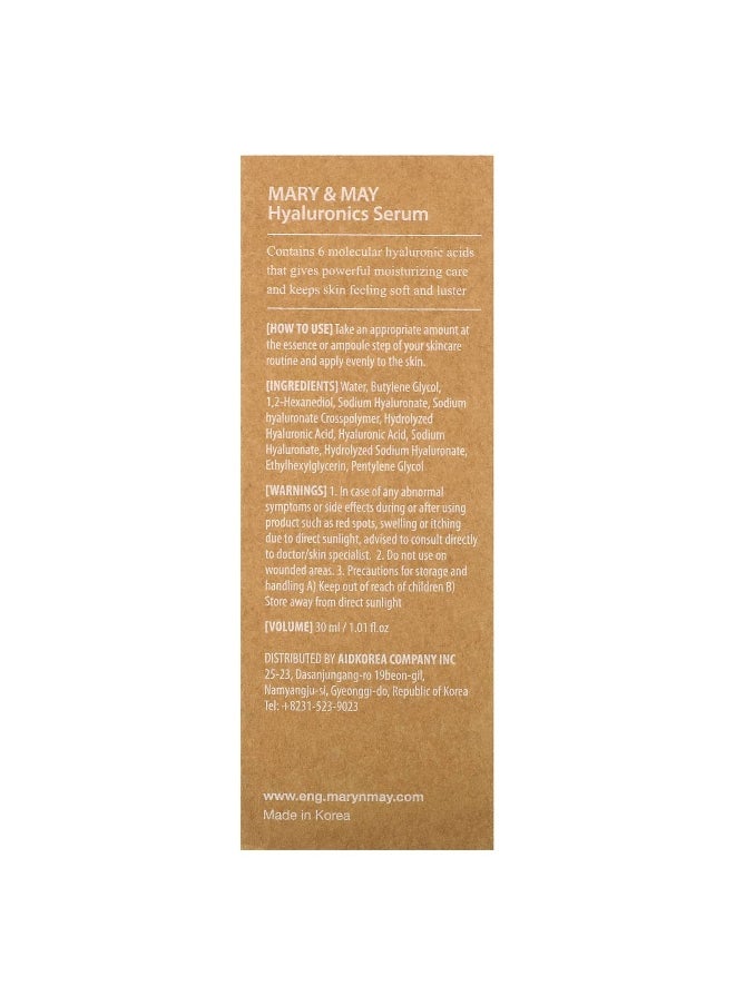 Mary & May, Hyaluronics Serum, 1.01 fl oz (30 ml)