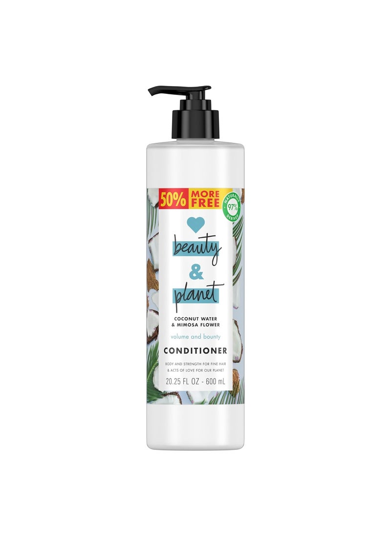 Love Beauty & Planet Conditioner for Fine Hair, Coconut Water and Mimosa Flower, Vegan, Paraben-Free, 20.25 oz