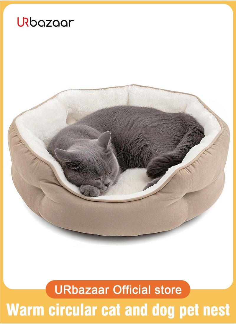 Asvin Small Dog Bed for Small Dogs, Cat Beds for Indoor Cats, Pet Bed for Puppy and Kitty, Extra Soft & Machine Washable with Anti-Slip & Water-Resistant Oxford Bottom, Light Brown, 20 inches