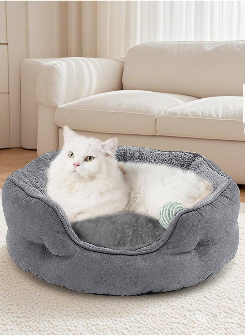 Small Dog Bed for Small Dogs, Cat Beds for Indoor Cats, Pet Bed for Puppy and Kitty, Extra Soft & Machine Washable with Anti-Slip & Water-Resistant Oxford Bottom, Grey, 20 inches