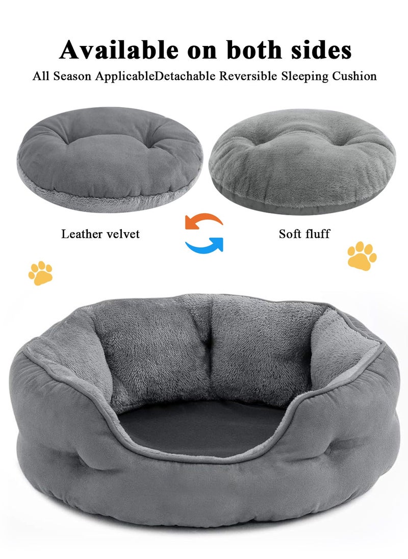 Small Dog Bed for Small Dogs, Cat Beds for Indoor Cats, Pet Bed for Puppy and Kitty, Extra Soft & Machine Washable with Anti-Slip & Water-Resistant Oxford Bottom, Grey, 20 inches