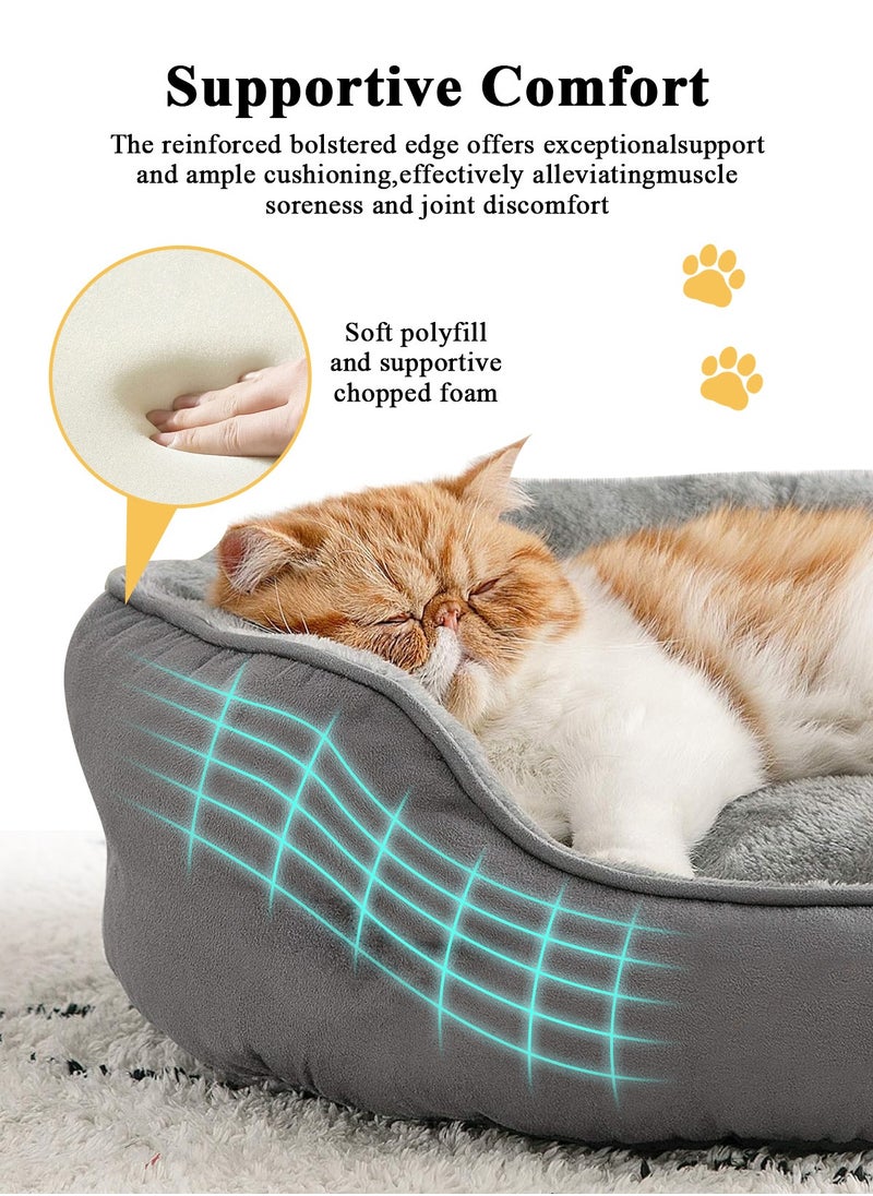 Small Dog Bed for Small Dogs, Cat Beds for Indoor Cats, Pet Bed for Puppy and Kitty, Extra Soft & Machine Washable with Anti-Slip & Water-Resistant Oxford Bottom, Grey, 20 inches
