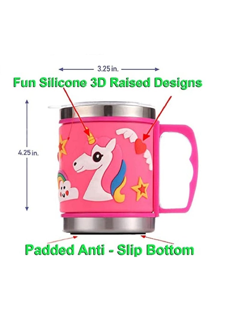 Unicorn Mug for Girls // 3D Embossed Unicorn Stainless Steel Mug for Hot and Cold Drink for Girls (Pink Unicorn Cup)