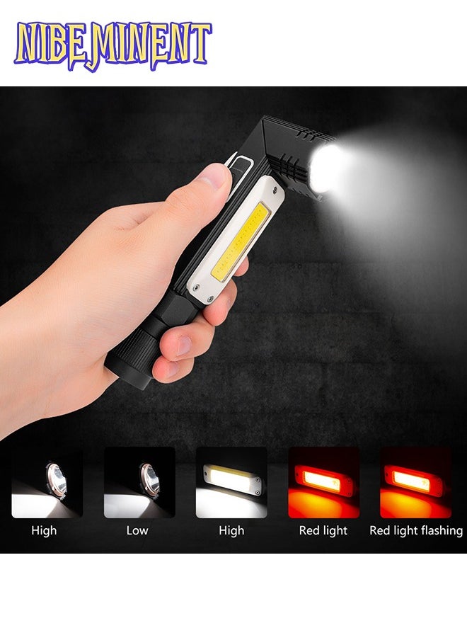 USB Rechargeable Headlamp, 1200 Lumens Portable Magnetic Head Flashlight for Adults, 360 Degree Rotate Led Work Light, Waterproof, 5 Modes for Outdoor, Hiking, Fishing