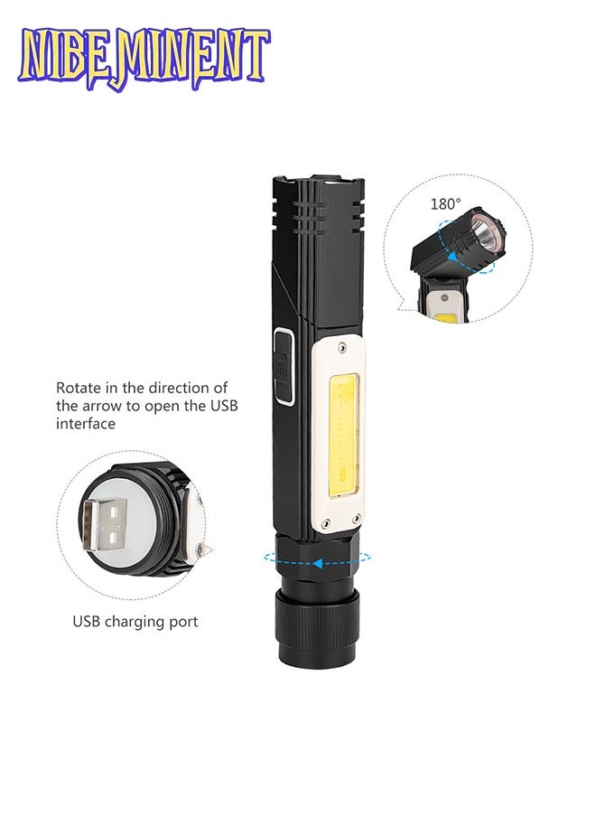 USB Rechargeable Headlamp, 1200 Lumens Portable Magnetic Head Flashlight for Adults, 360 Degree Rotate Led Work Light, Waterproof, 5 Modes for Outdoor, Hiking, Fishing