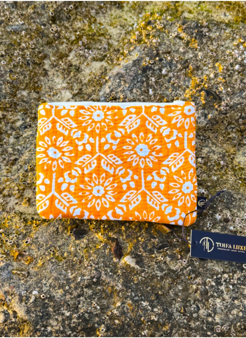 TohfaLuxe Ivy Handmade Block Printed Flat Pouch