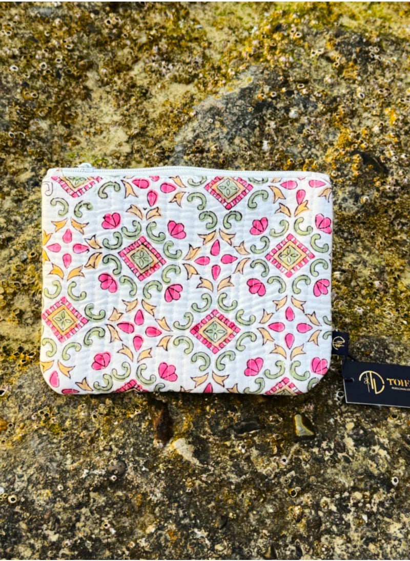 TohfaLuxe Auro Handmade Bloch Printed Flat Pouch