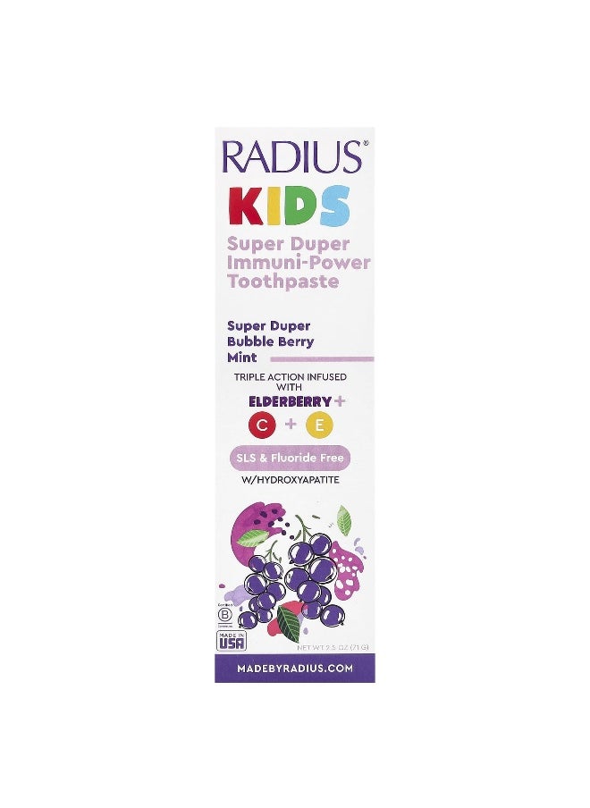 RADIUS, Super Duper Immuni-Power Toothpaste, Super Duper Bubble Berry Mint, 2.5 oz (71 g)