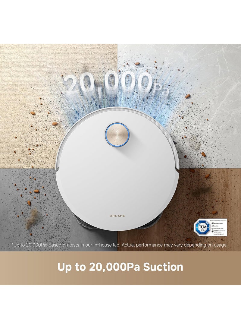 X50 Ultra Complete Robot Vacuum and Mop with Self-Cleaning, Liftable LDS, Clean under Low Furniture, Cross Barriers Up to 6cm, AI Camera, Up to 20,000Pa, Detangling Brush, Voice Control 75 W X50 Ultra White