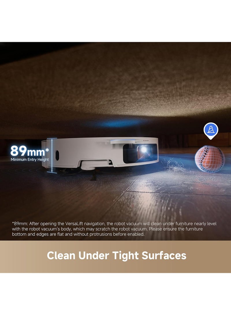 X50 Ultra Complete Robot Vacuum and Mop with Self-Cleaning, Liftable LDS, Clean under Low Furniture, Cross Barriers Up to 6cm, AI Camera, Up to 20,000Pa, Detangling Brush, Voice Control 75 W X50 Ultra White