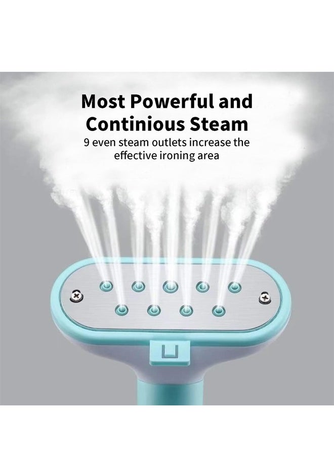 Steam Iron Double Pole, Standing Steamer Iron with Adjustable Garment Hanger, Roll Wheels and Built-in Ironing Board, Adjustable High Power Garment Steamer for Home