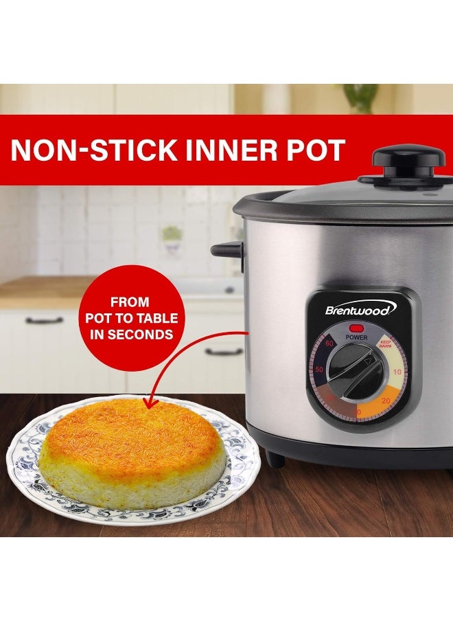 Brentwood Crunchy Persian Rice Cooker, Stainless Steel (5-Cup Uncooked/10-Cup Cooked)