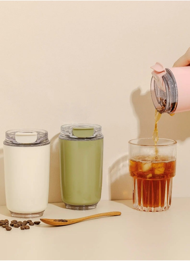 Travel Coffee Mug, 320ml Insulated Beverage Cup With Leakproof Lid, Long Lasting Coffee Tumbler With Lid And Straw, Travel Coffee Thermos