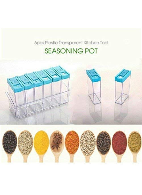 Holy Delight Kitchen Plastic Spice Jars Dispenser Masala Rack Box Easy Flow Storage Crystal Seasoning Box