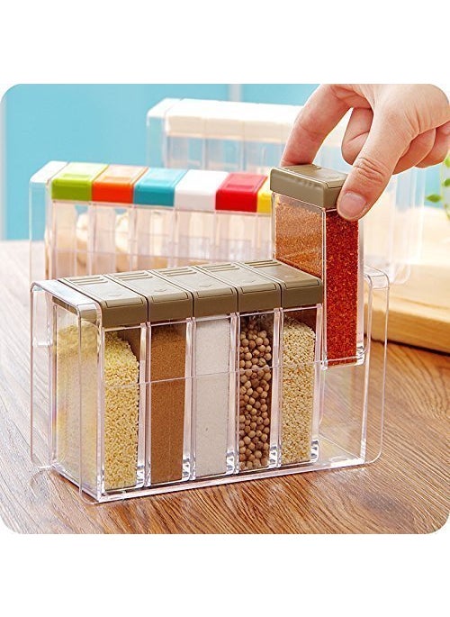 Holy Delight Kitchen Plastic Spice Jars Dispenser Masala Rack Box Easy Flow Storage Crystal Seasoning Box