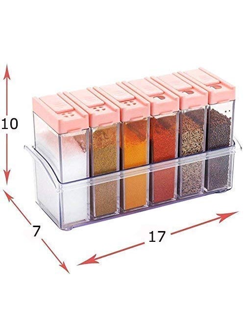Holy Delight Kitchen Plastic Spice Jars Dispenser Masala Rack Box Easy Flow Storage Crystal Seasoning Box