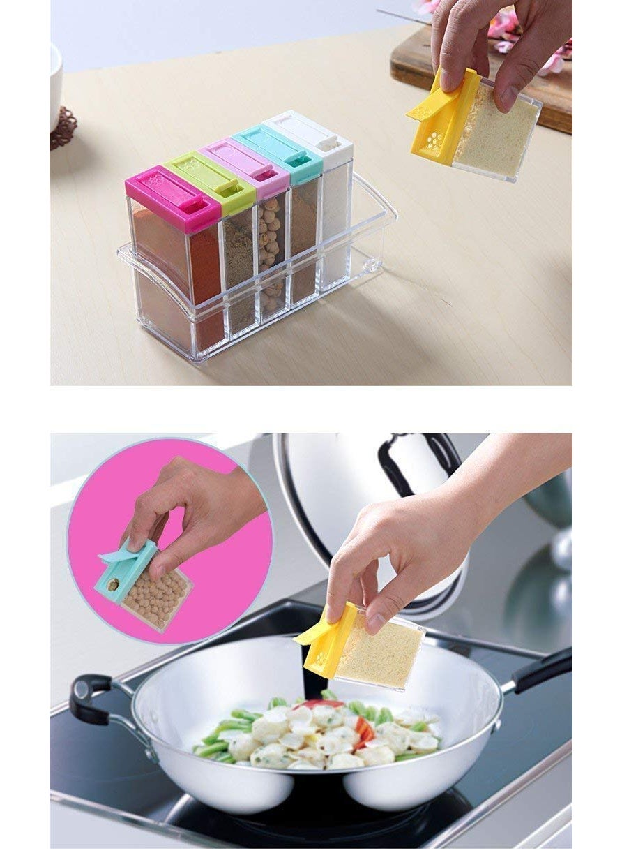 Holy Delight Kitchen Plastic Spice Jars Dispenser Masala Rack Box Easy Flow Storage Crystal Seasoning Box