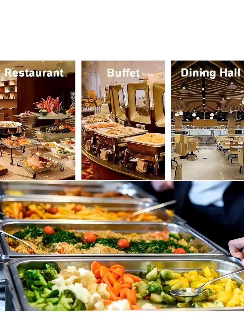 COOLBABY Double Compartment Stainless Steel Chafing Dish with Fuel Holders, Foldable Frame Buffet Server and Warmer, Catering Food Warmer Tray with Lid for Parties, Weddings, Banquets and Events.