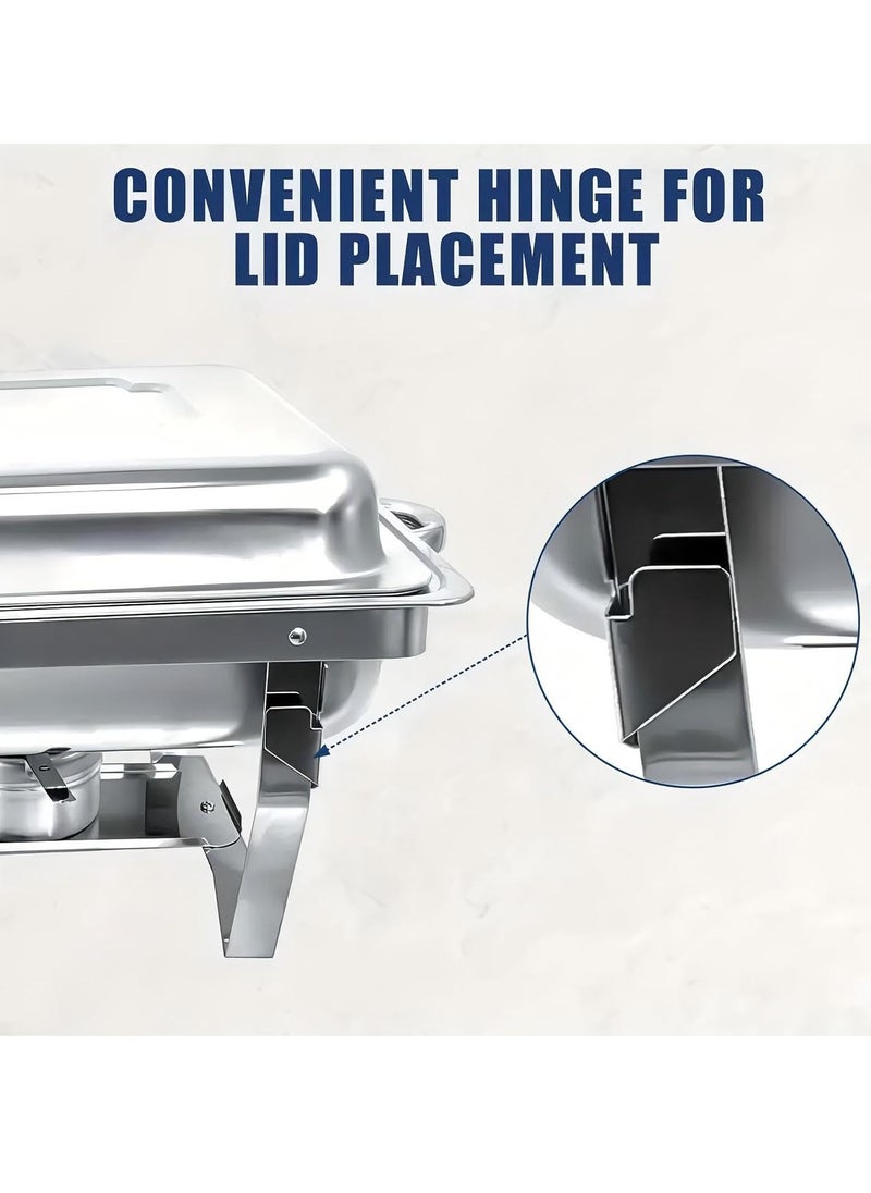 COOLBABY Double Compartment Stainless Steel Chafing Dish with Fuel Holders, Foldable Frame Buffet Server and Warmer, Catering Food Warmer Tray with Lid for Parties, Weddings, Banquets and Events.