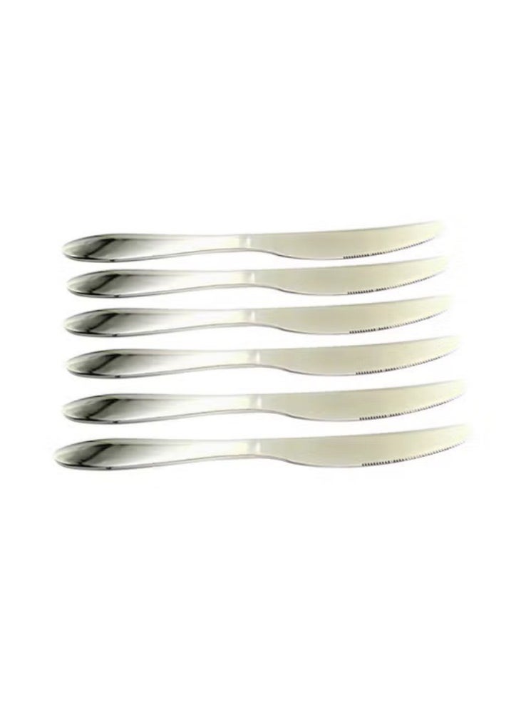 24 Piece Cutlery Set Stainless Steel Flatware Cutlery Set, 6 Each Knife, Spoon, Fork, teaspoon, Multi Person Cutlery Set Silver 32x26x5 cm