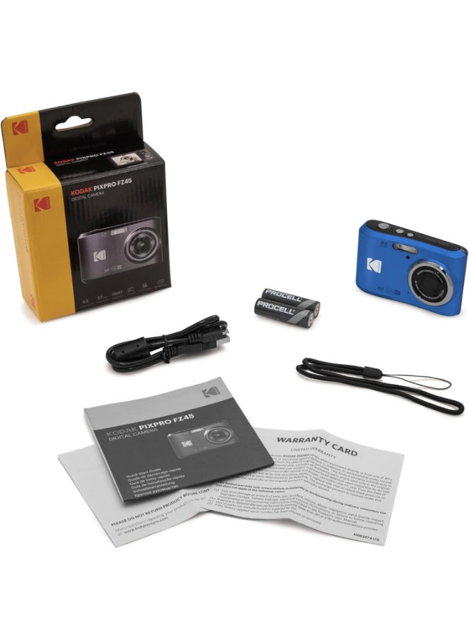 PIXPRO Friendly Zoom FZ45-BL 16MP Digital Camera with 4X Optical Zoom 27mm Wide Angle and 2.7