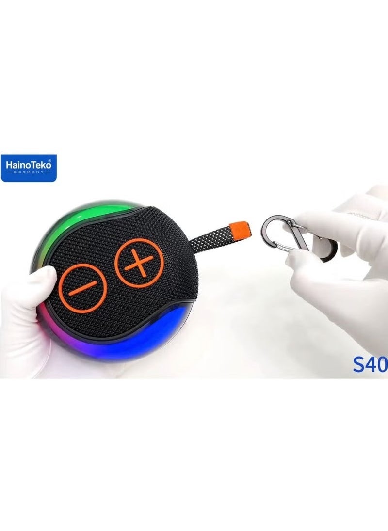 S40 Portable Bluetooth Speaker in Blue with HiFi Sound, Dynamic RGB Lighting, Easy Button Controls, and Powerful Bass – Compact and Rechargeable Wireless Speaker for Music, Travel, Parties, Outdoor Fun, and Home Entertainment
