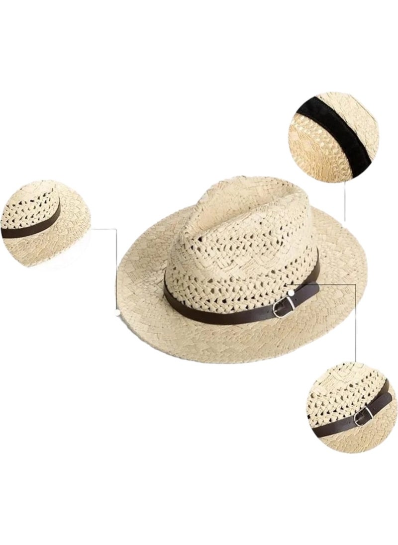 Unisex Summer Organic Knitted Straw Fedora Hat
