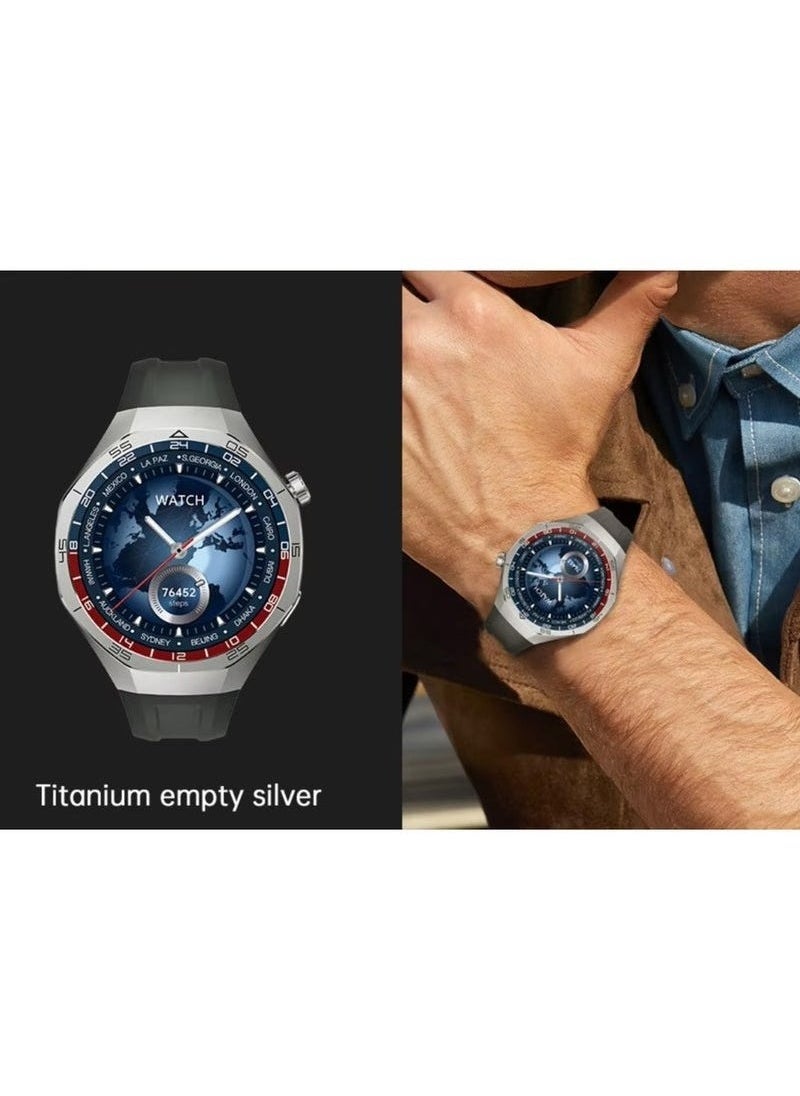 WH-05 PRO Waterproof Design Smartwatch with MAX Screen Display – 3 Interchangeable Straps, Wireless Charging, Sports & Fitness Tracker for Men, Sleek Silver Design