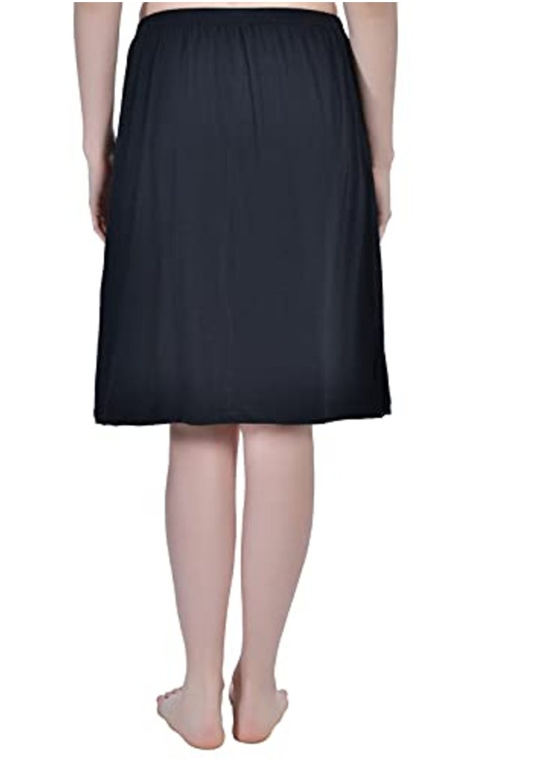 Aimly Women's Cotton Knee Length Skirt - Black (Pack of 2)