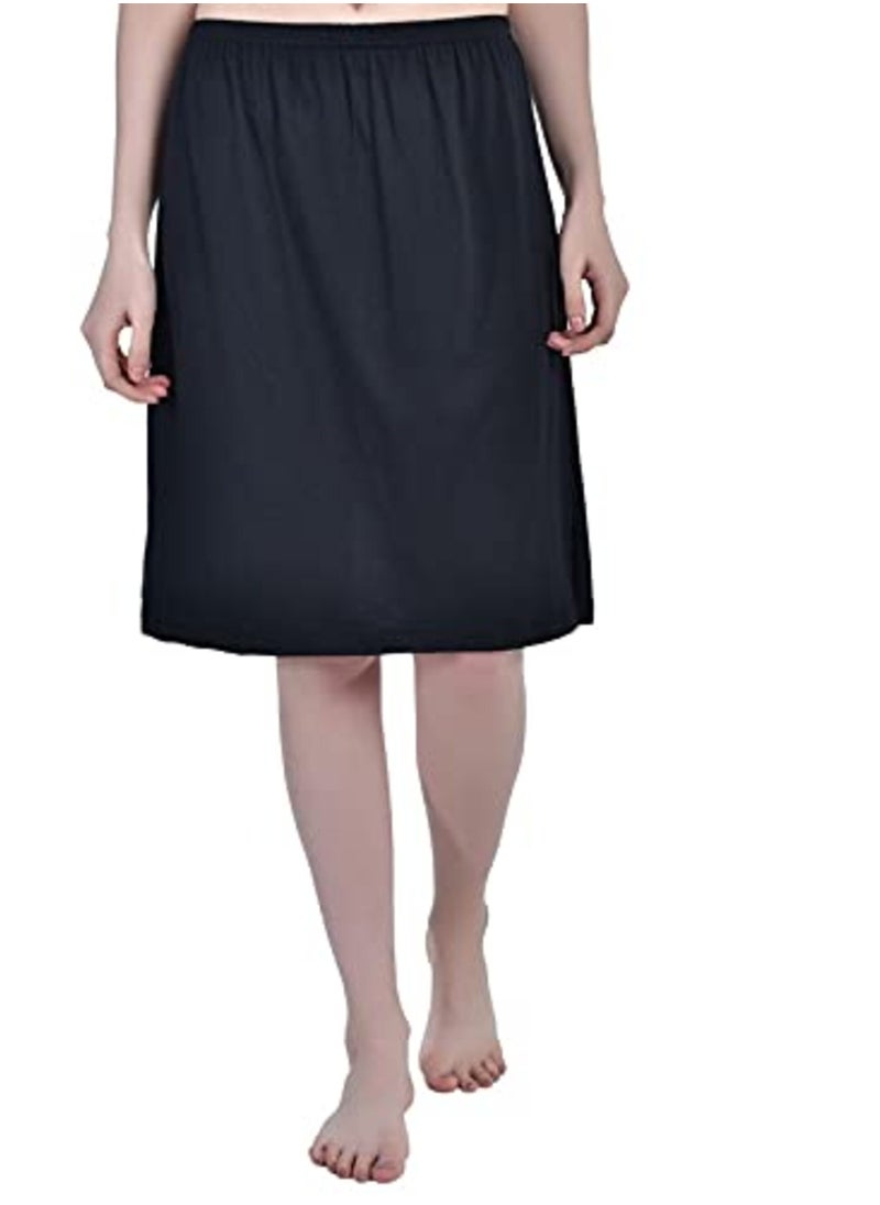 Aimly Women's Cotton Knee Length Skirt - Black & Beige (Pack of 2)