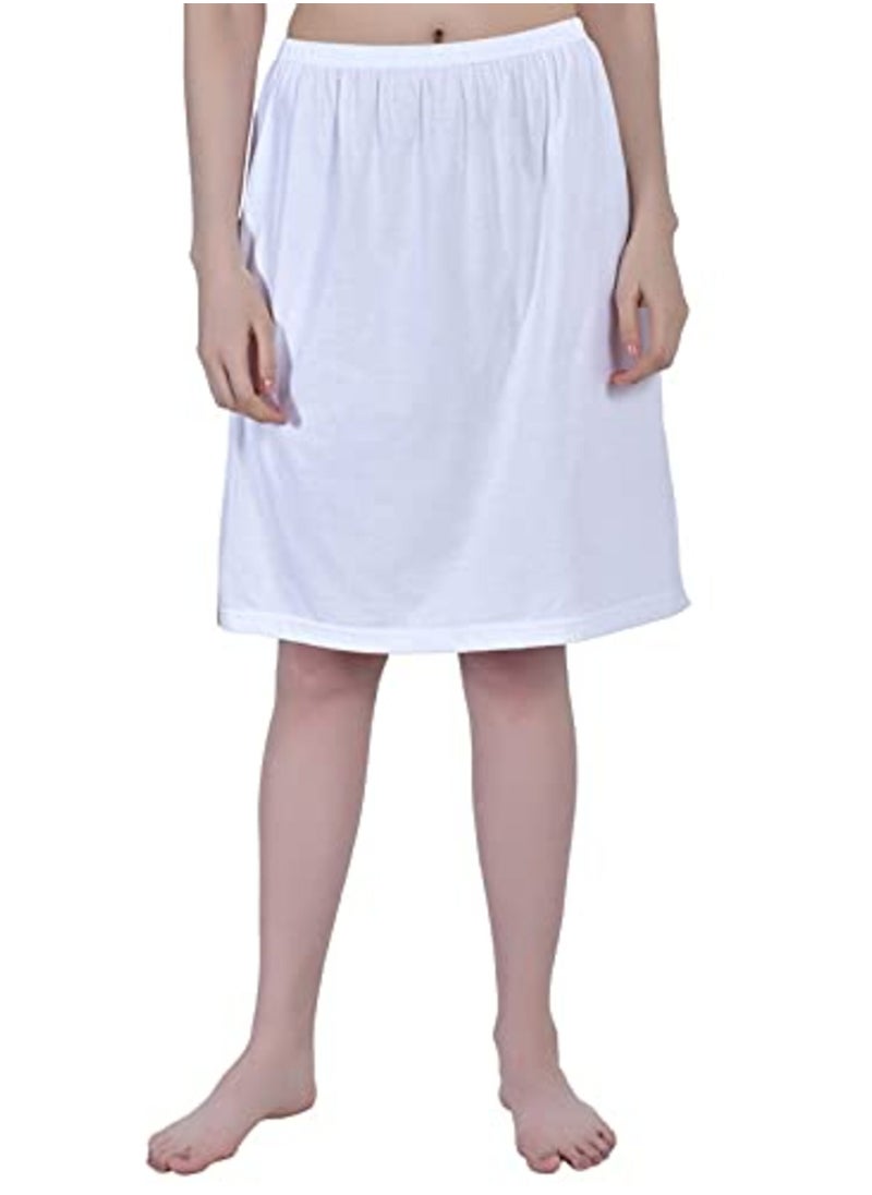 Aimly Women's Cotton Knee Length Skirt - White (Pack of 1)