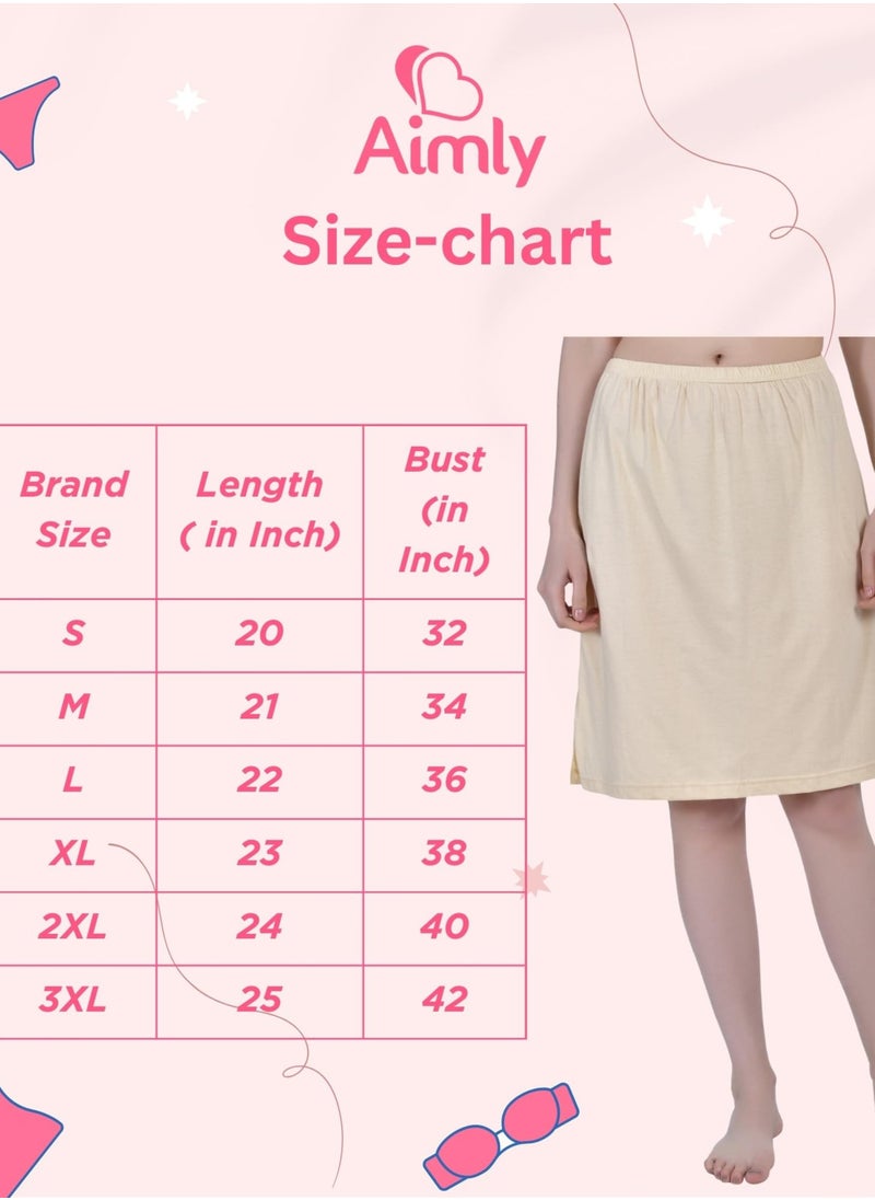 Aimly Women's Cotton Knee Length Skirt - Beige (Pack of 2)