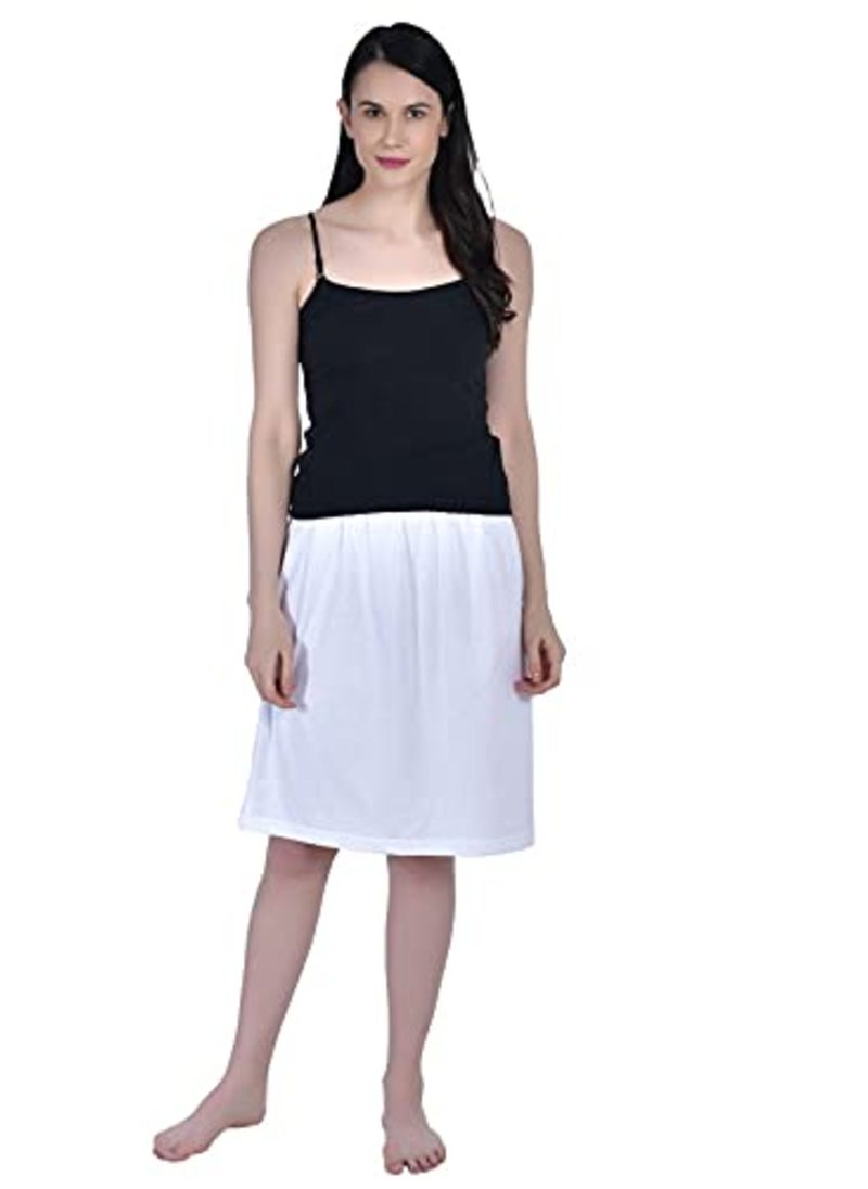 Aimly Women's Cotton Knee Length Skirt - White (Pack of 2)