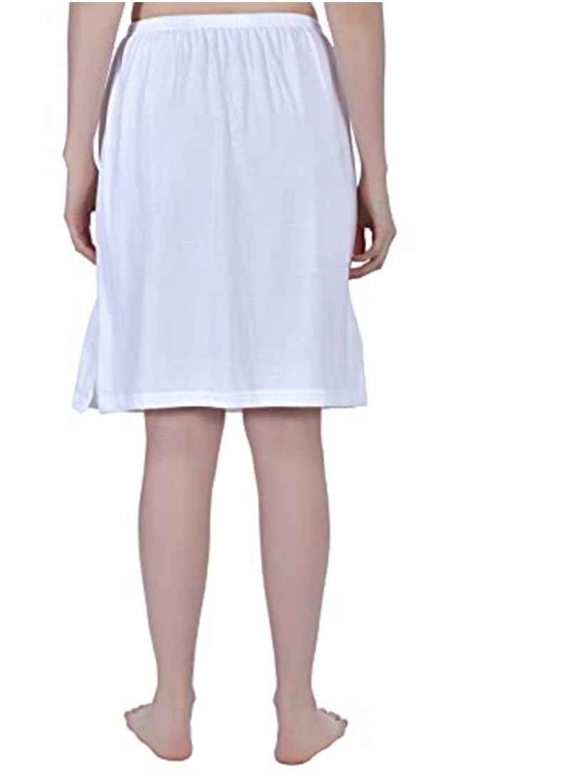 Aimly Women's Cotton Knee Length Skirt - White (Pack of 2)