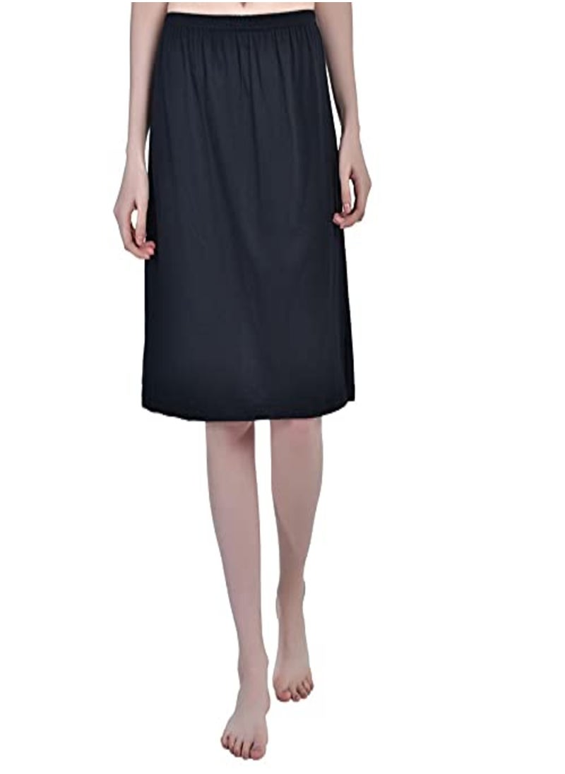 Aimly Women's Cotton Knee Length Skirt - Black (Pack of 1)