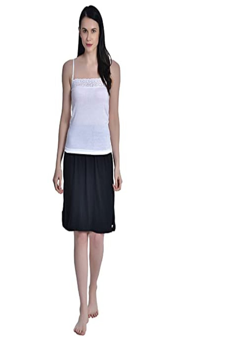 Aimly Women's Cotton Knee Length Skirt - Black (Pack of 1)