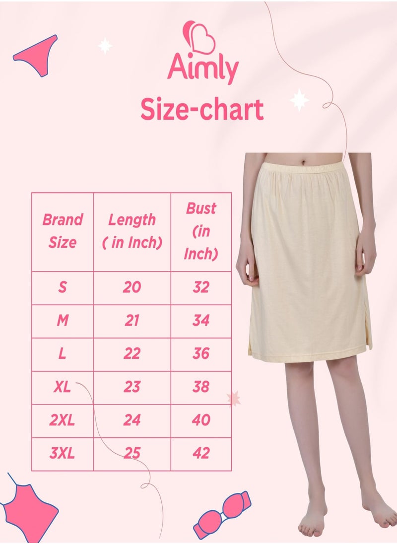 Aimly Women's Cotton Knee Length Skirt - Black (Pack of 1)