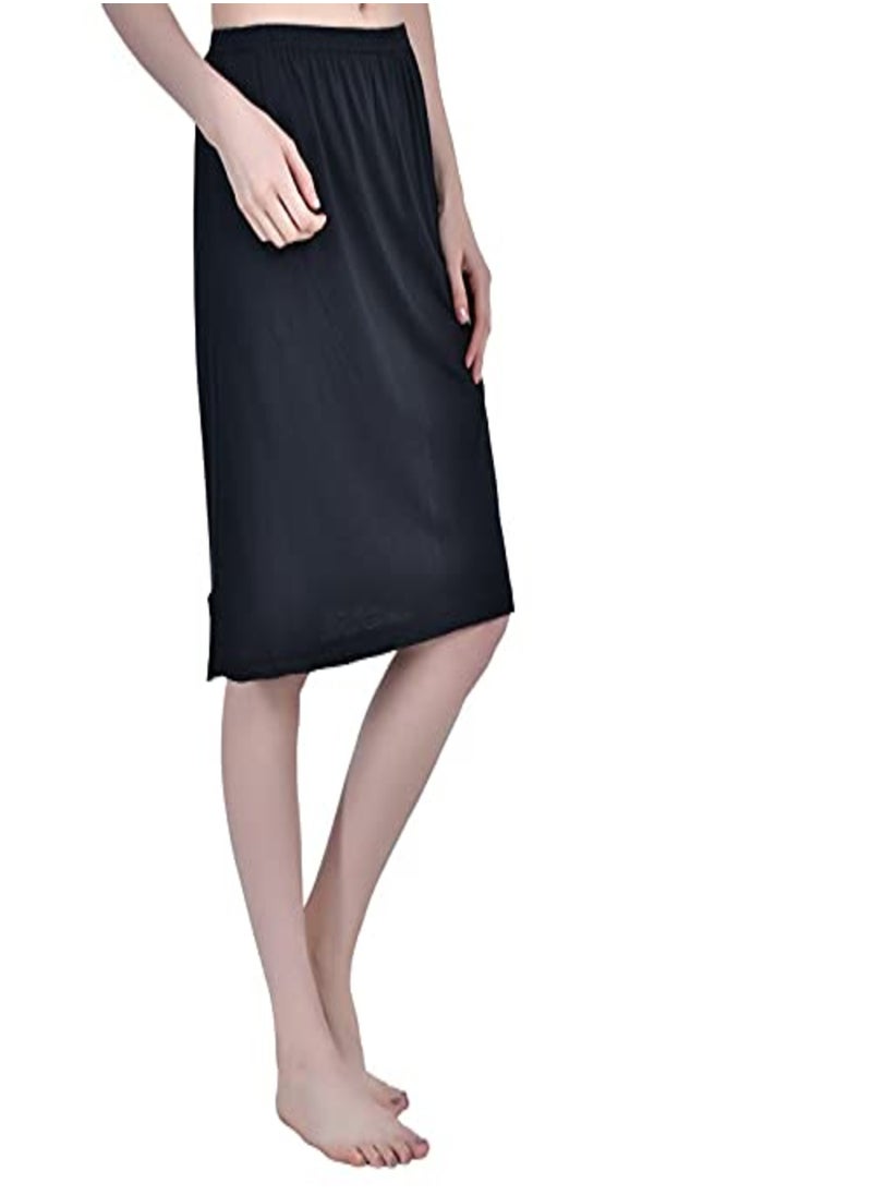 Aimly Women's Cotton Knee Length Skirt - Black (Pack of 1)