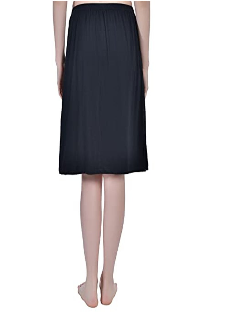 Aimly Women's Cotton Knee Length Skirt - Black (Pack of 1)