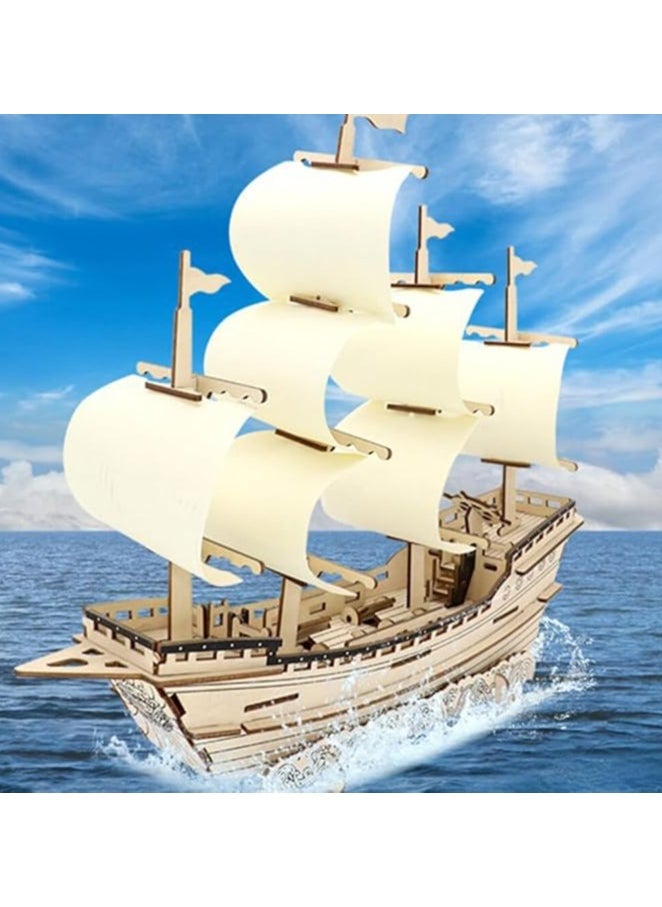 3D Puzzles for Adults DIY 3D Puzzle Sailboat 3D Wooden Sailboat Model Wood Sailboat Model Wooden Models for Adults to Build 3D Wood Puzzle Model Crafts for Adults Model Sailboat