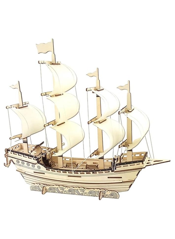 3D Puzzles for Adults DIY 3D Puzzle Sailboat 3D Wooden Sailboat Model Wood Sailboat Model Wooden Models for Adults to Build 3D Wood Puzzle Model Crafts for Adults Model Sailboat