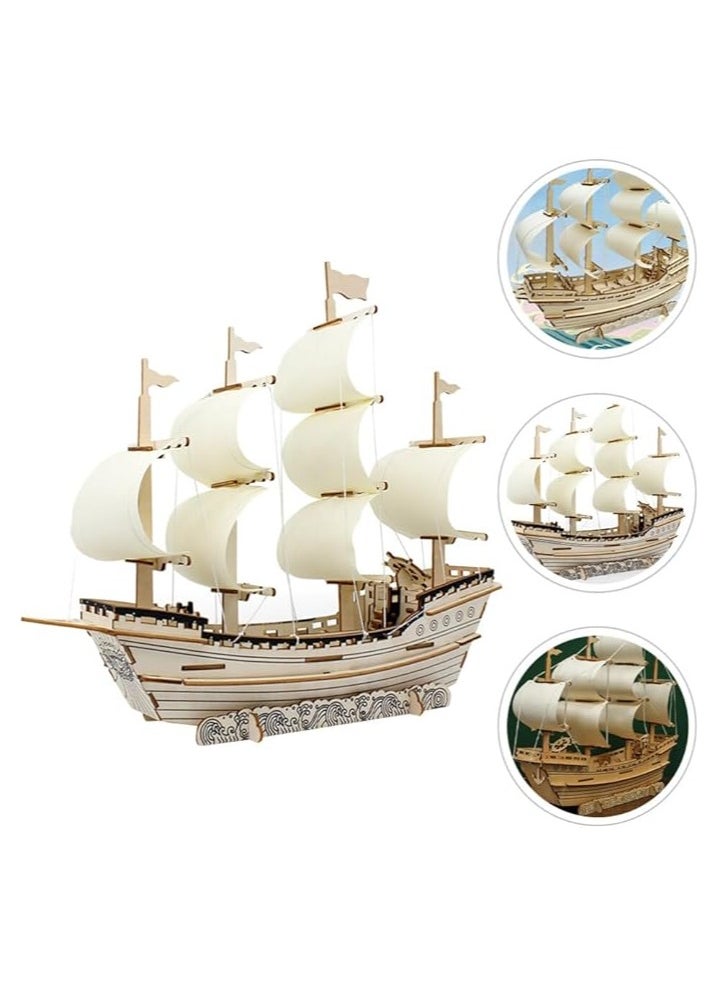 3D Puzzles for Adults DIY 3D Puzzle Sailboat 3D Wooden Sailboat Model Wood Sailboat Model Wooden Models for Adults to Build 3D Wood Puzzle Model Crafts for Adults Model Sailboat