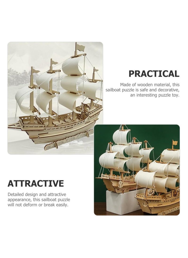 3D Puzzles for Adults DIY 3D Puzzle Sailboat 3D Wooden Sailboat Model Wood Sailboat Model Wooden Models for Adults to Build 3D Wood Puzzle Model Crafts for Adults Model Sailboat