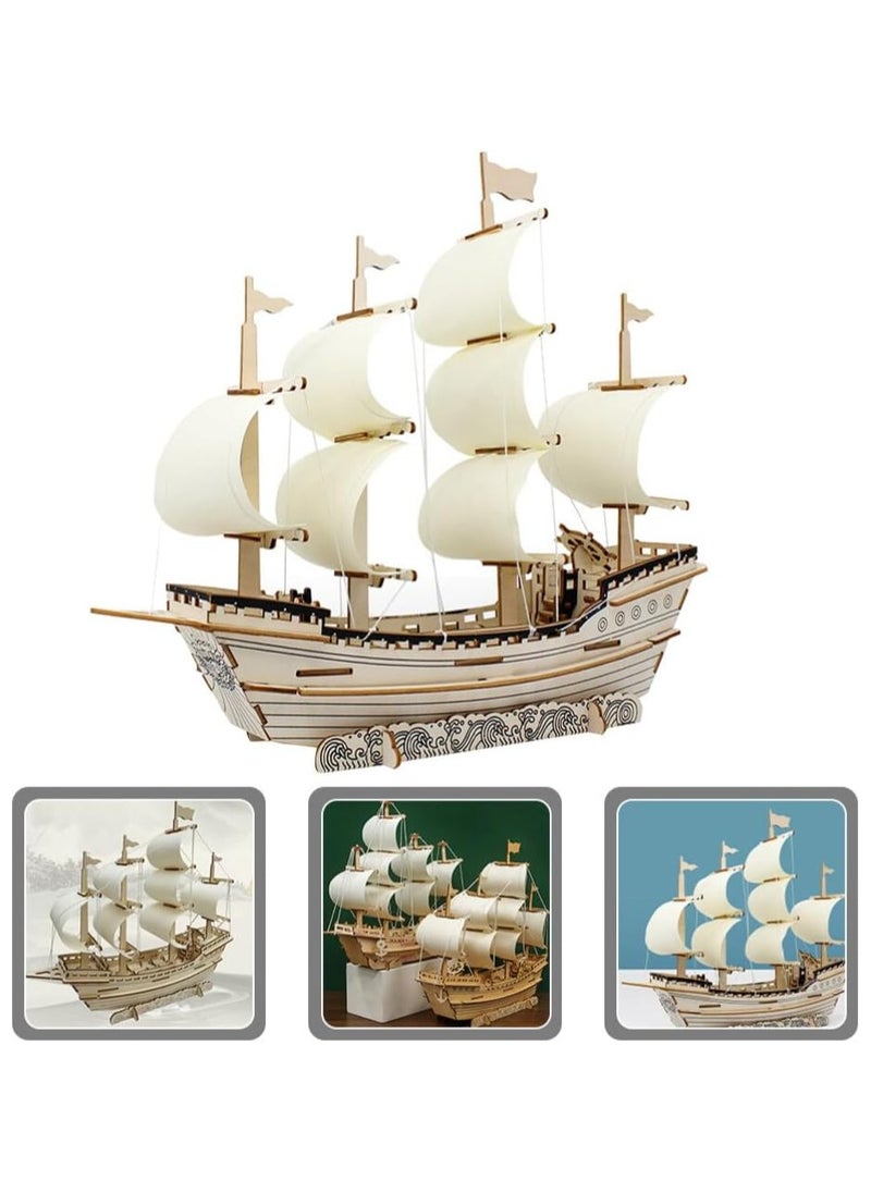 3D Puzzles for Adults DIY 3D Puzzle Sailboat 3D Wooden Sailboat Model Wood Sailboat Model Wooden Models for Adults to Build 3D Wood Puzzle Model Crafts for Adults Model Sailboat