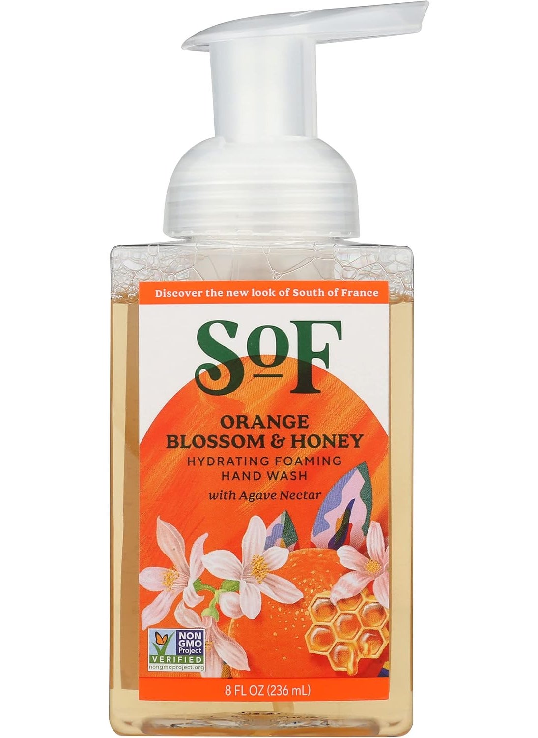 South Of France Hydrating Orange Blossom Honey Foaming Hand Soap, Gluten Free, Cruelty Free, 8 Fluid Ounce (Pack of 3), Natural