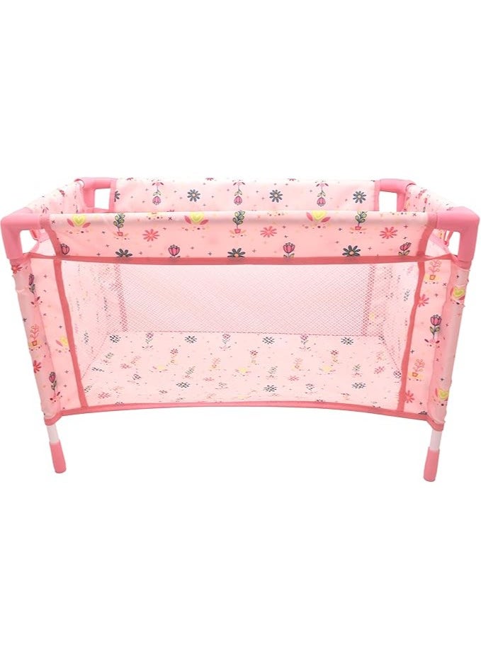 Dolls World Large Travel Cot with Quilt, Pillow & Travel Bag | Fits Dolls Up to 18
