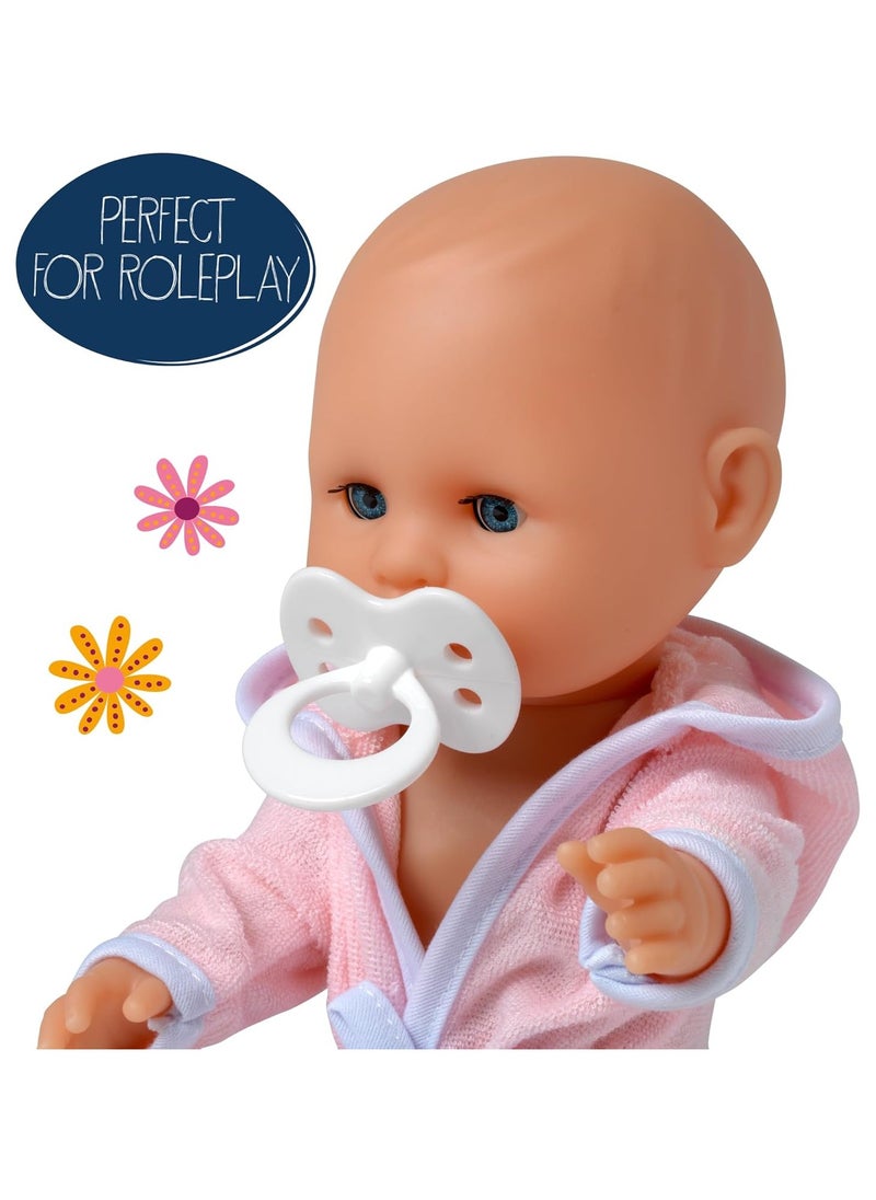 DollsWorld Baby Dribbles 12-Inch Drink and Wet Doll – Soft-Bodied Realistic Baby Doll Toy for Kids 18 Months+ by Peterkin