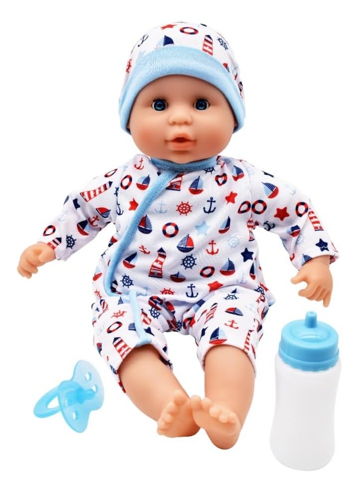 DollsWorld Peterkin Baby Joy 15-Inch Soft Baby Doll with Sleeping Eyes, Bottle & Dummy – Interactive Role Play Toy for Toddlers 18 Months+