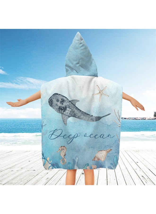 Kids Hooded Towel Cape - Microfiber Swim & Beach Bathrobe, Super Absorbent & Quick-Dry Towel for Children (60x60cm)