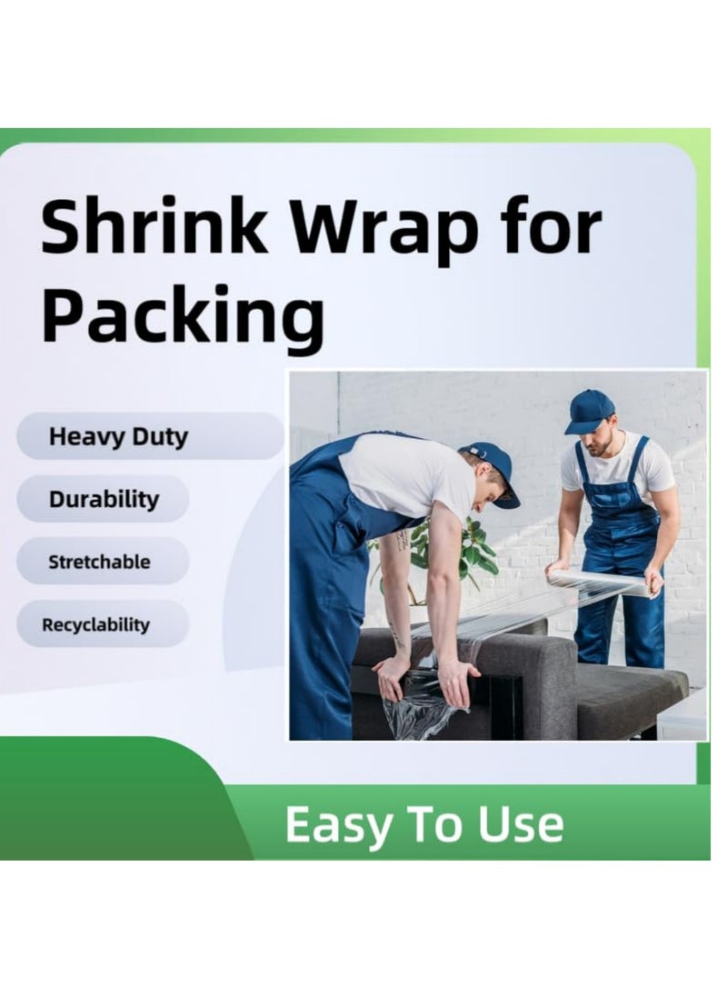 47.2cm Wide Stretch Wrap Roll, Heavy Duty Shrink Wrap Roll, Self-Adhesive Wrapping Supplies for Moving Pallets and Furniture